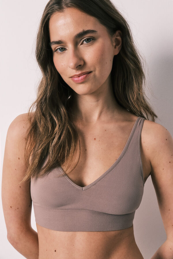 Women'secret Top triangular sin costuras caf&eacute; NATURAL caf&eacute;