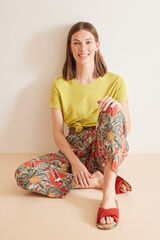 Womensecret Pantalón largo fluido tropical Snoopy estampado