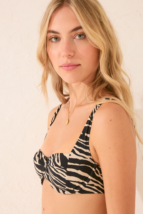 Womensecret Top de bikini balconette con estampado animal negro