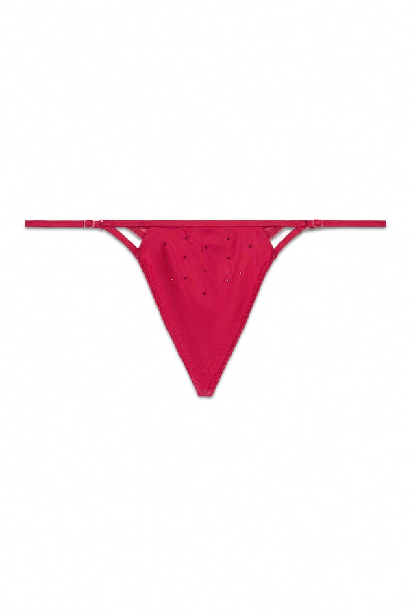 Women'secret Tanga tira microfibra satinada rojo brillo rojo
