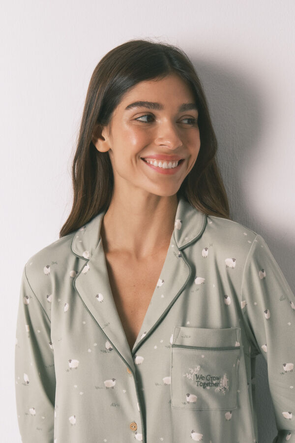 Women'secret Pijama larga camisero ovejas estampado
