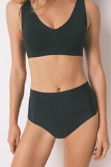 Women'secret Panty negra de tiro alto y corte limpio negro