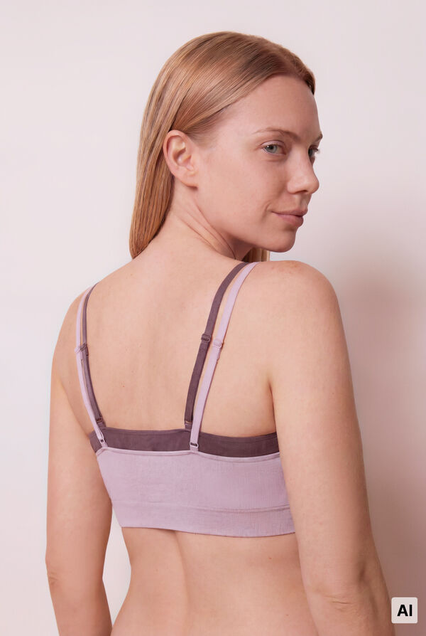 Women'secret Top sin costuras acanalado lila morado/lila