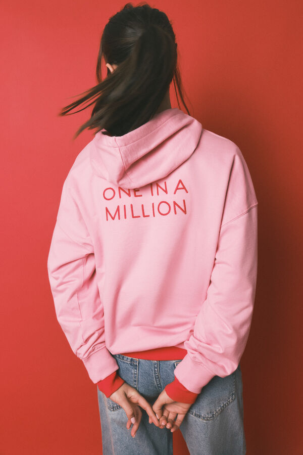 HI&BYE Sudadera con capucha de felpa de algod&oacute;n rosa rosa