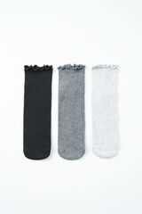 Women'secret Pack 3 calcetines cortos grises lurex gris