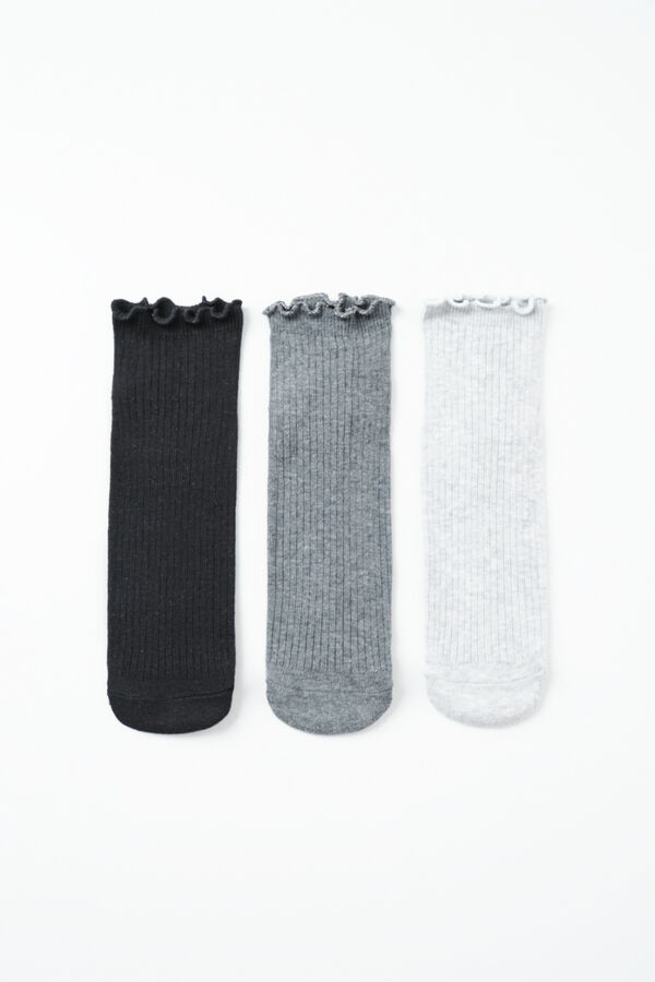 Women'secret Pack 3 calcetines cortos grises lurex gris