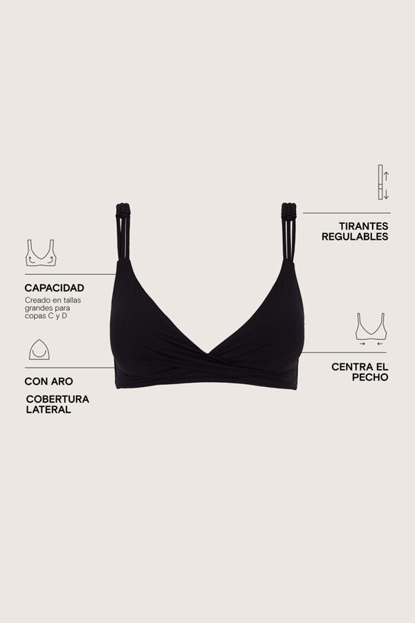 Womensecret Top bikini halter cruzado negro negro