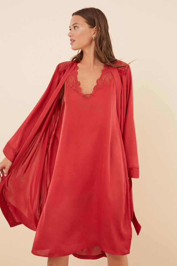 Womensecret Bata larga satín roja púrpura