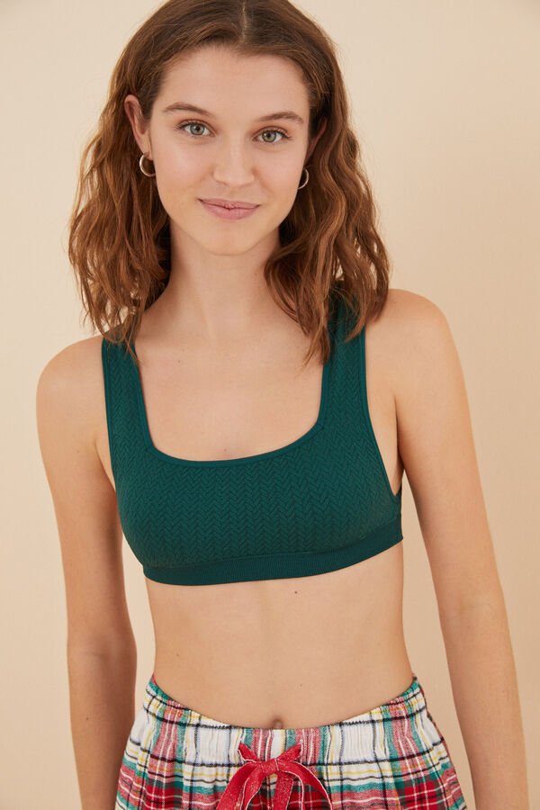 Womensecret Top seamless textura verde verde