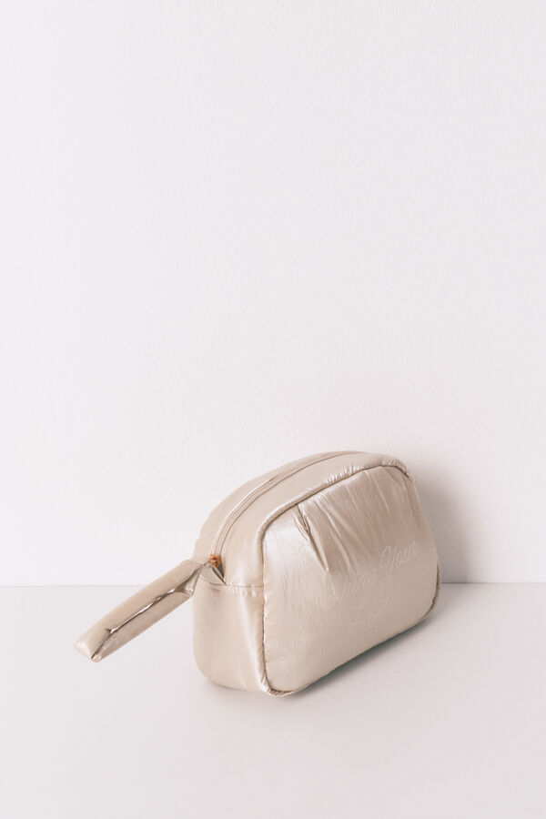 Women'secret Peque&ntilde;o neceser acolchado de color rosa satinado  marfil