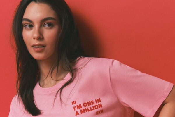 HI&BYE Pijama larga estampada de 100% algod&oacute;n rosa rosa