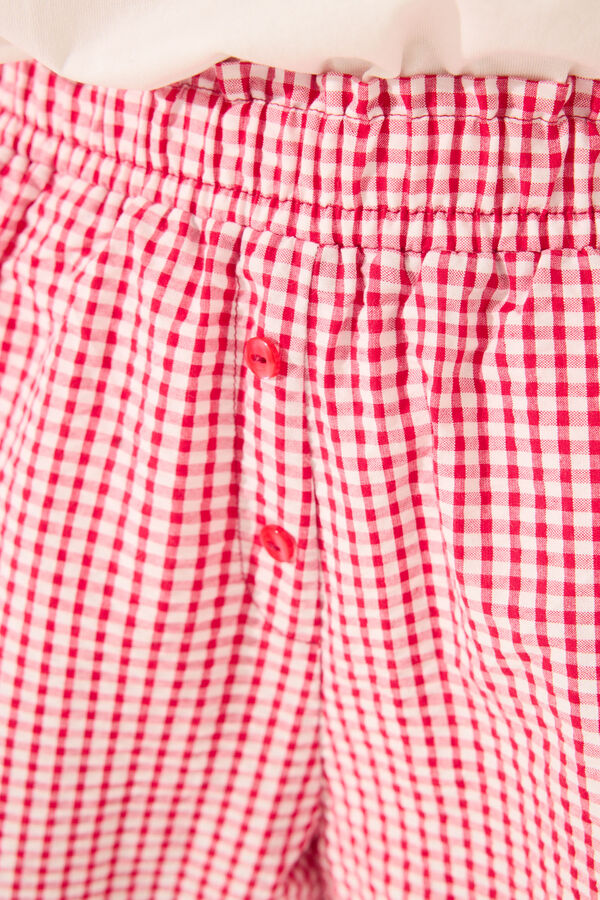 Womensecret Pantalón de cuadros rojos púrpura