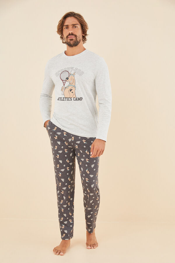 Womensecret Pijama larga hombre 100% algodón Scooby Doo gris