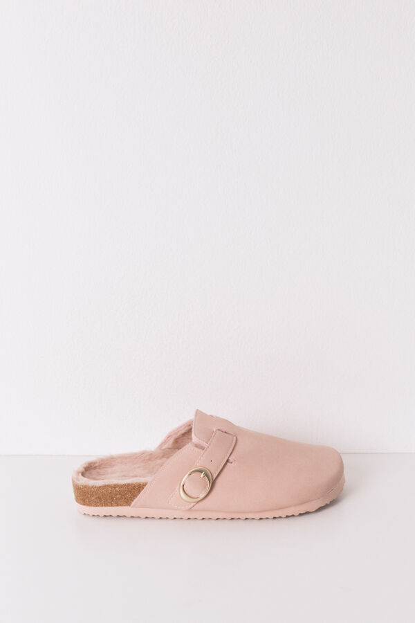 Women'secret Pantuflas para casa de piel rosa rosa