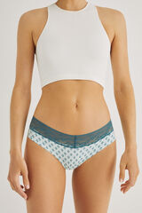 Womensecret Panty ancho algodón encaje verde azul