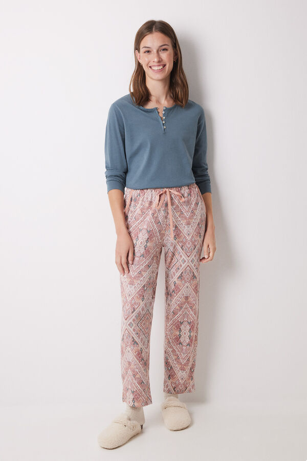 Womensecret Pantalón carrot rosa supersoft estampado