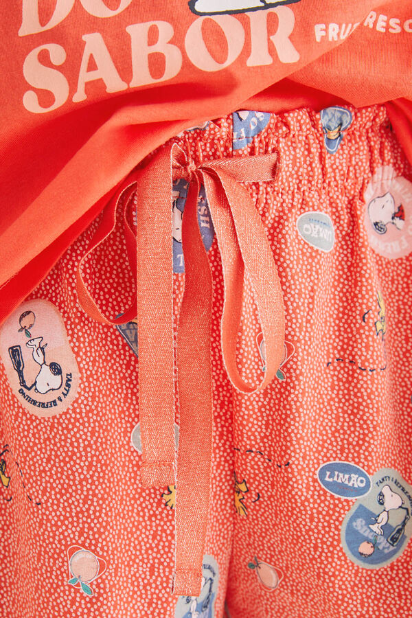 Womensecret Pijama corta tirantes 100% algodón Snoopy coral coral