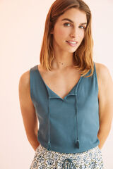 Womensecret Pijama corta 100% algodón canalé verde verde