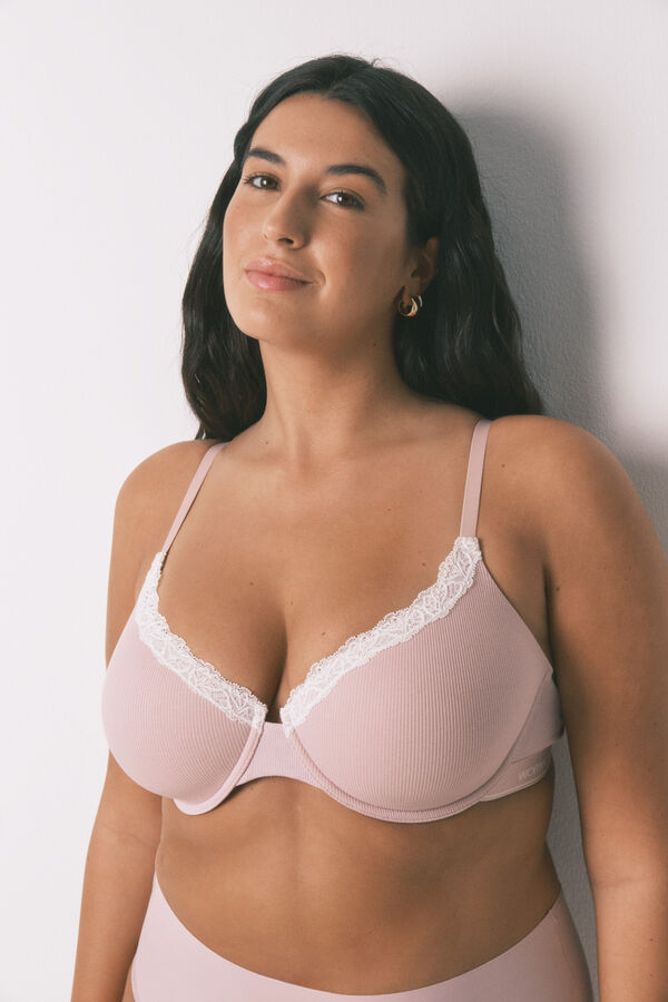 Women'secret Brasier clásica de algodón rosa BEAUTIFUL rosa