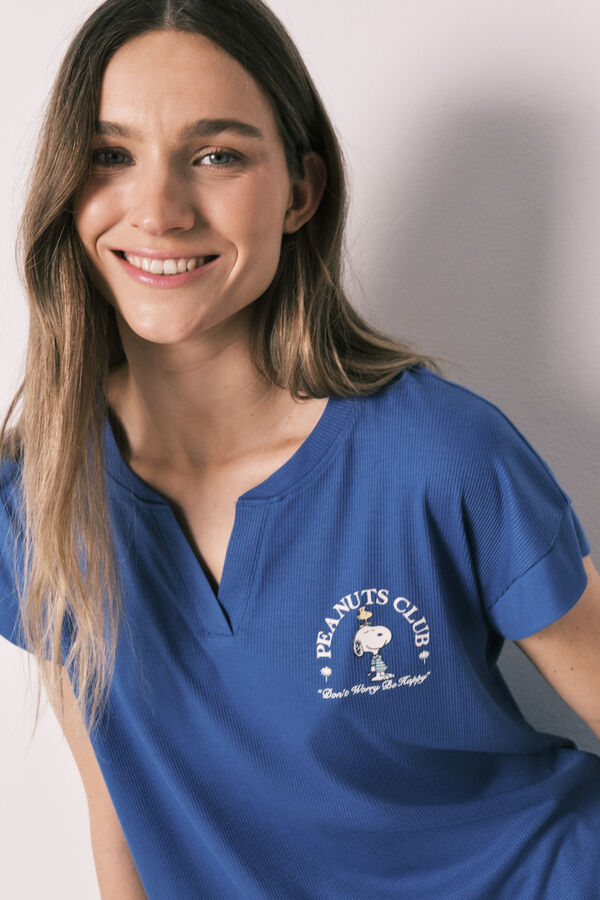 Women'secret Pijama corta Snoopy azul azul