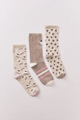 Women'secret Pack de 3 calcetines largos marrones  café