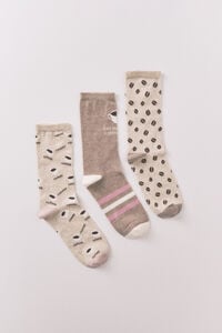 Women'secret Pack de 3 calcetines largos marrones