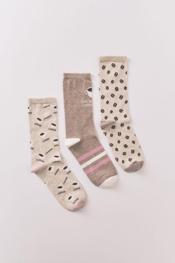 Women'secret Pack de 3 calcetines largos marrones  café