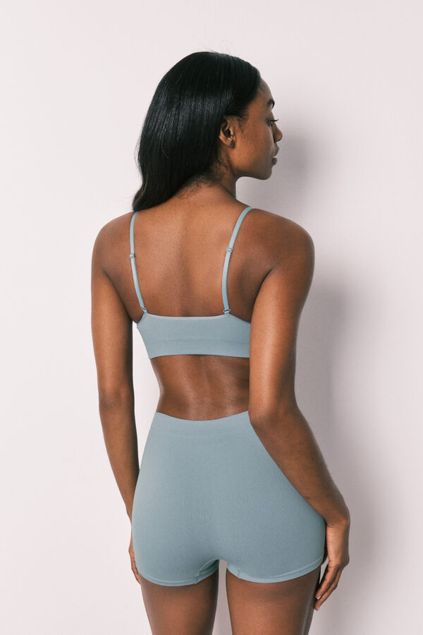 Women'secret Top triangular liso sin costuras azul azul