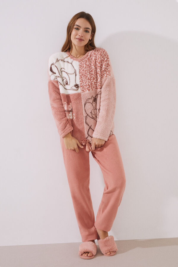 Women'secret Pijama fleece peluche Bambi rosa