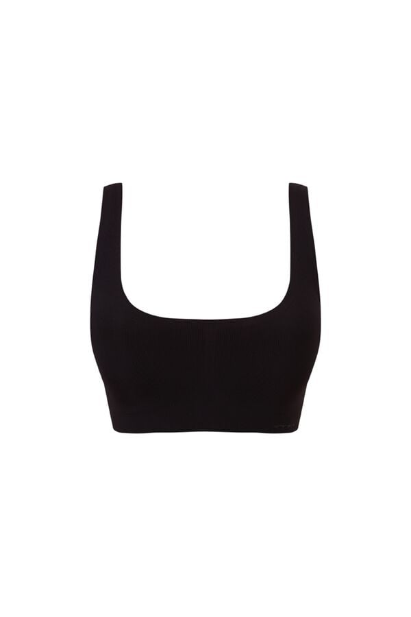 Women'secret Brasier top foam de microfibra acanalada negro negro
