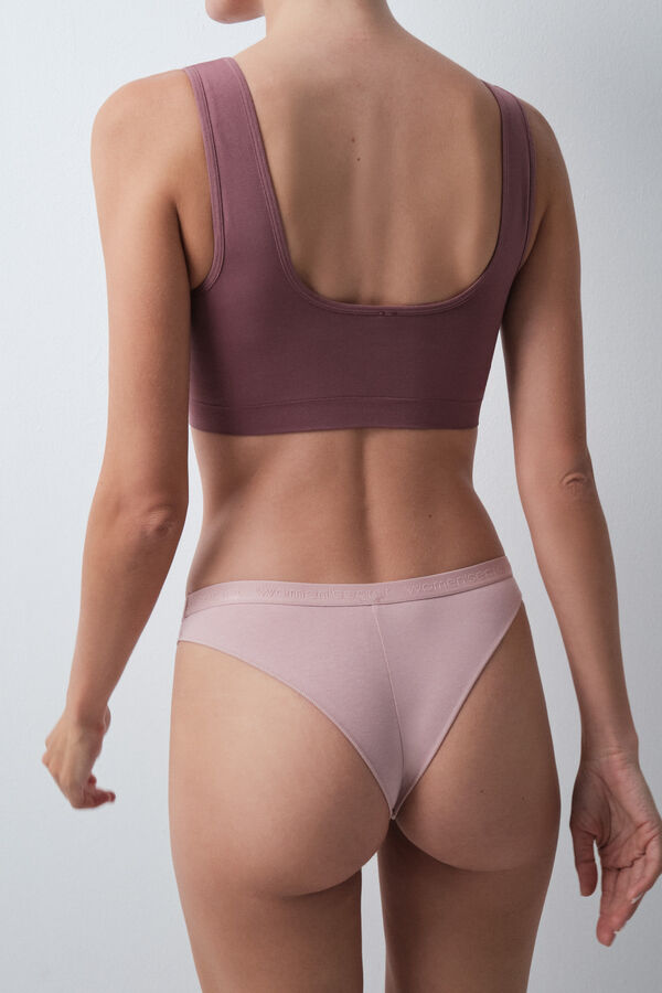 Women'secret Pack 7 bragas brasile&ntilde;a algod&oacute;n lisas logo blanco