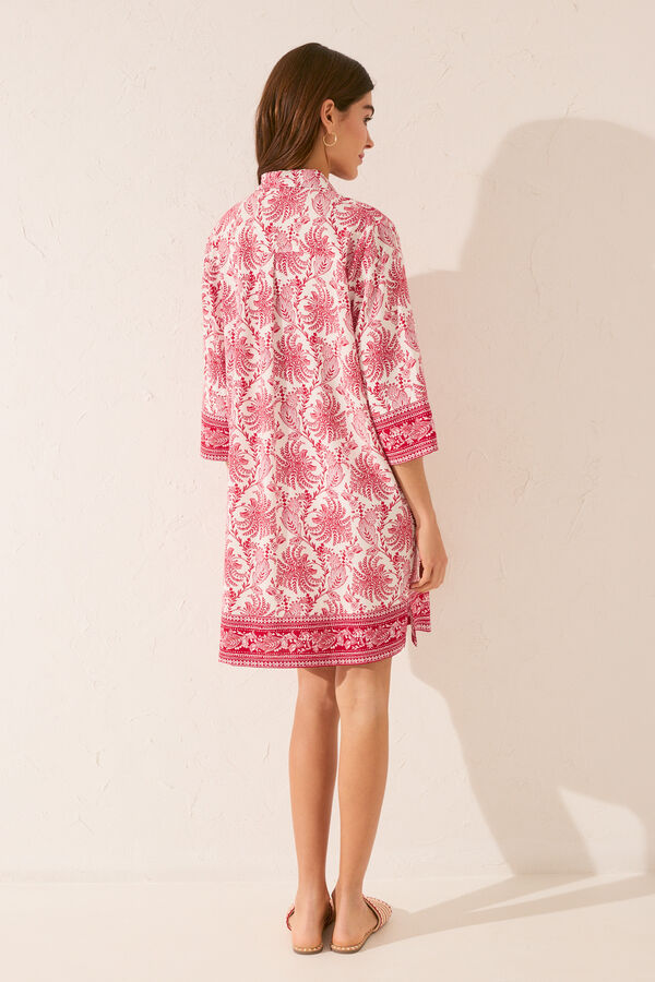 Womensecret Vestido midi con estampado de hojas púrpura