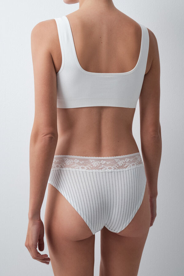 Women'secret Braga ancha algod&oacute;n encaje estampado rayas estampado