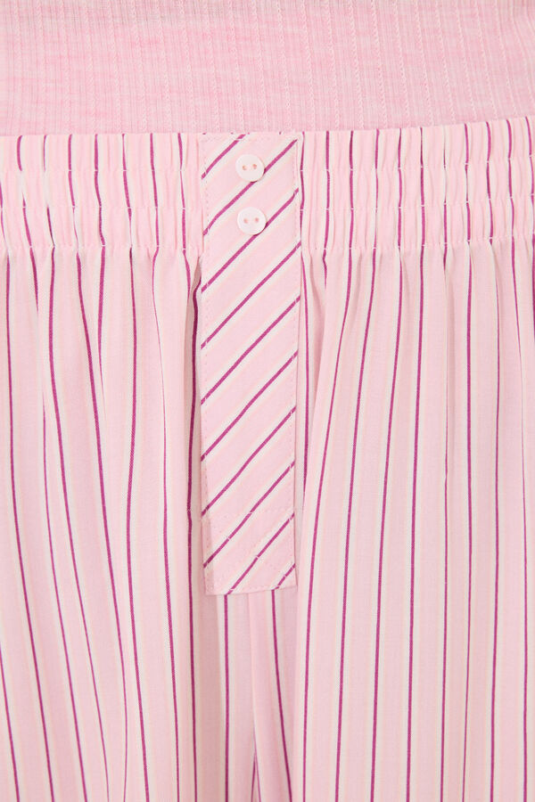 Womensecret Pijama larga de viscosa rayas con rayas alto rosa