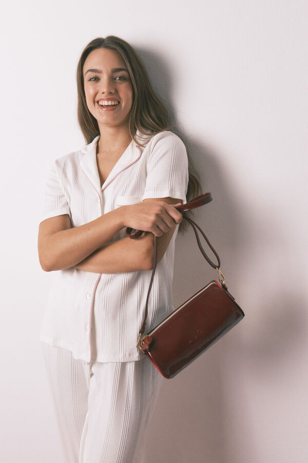 Women'secret Bolsa de hombro charol burdeos púrpura