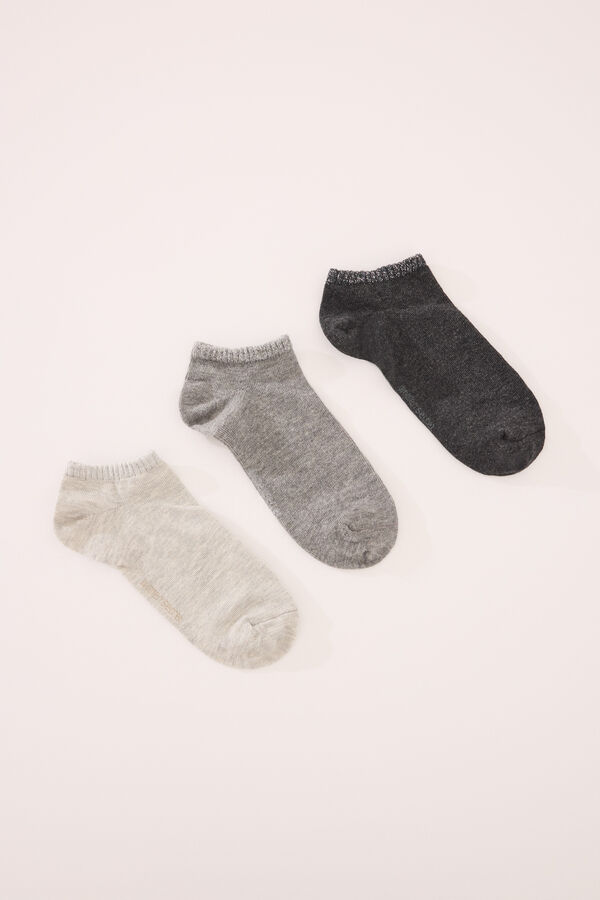 Womensecret Pack 3 calcetines cortos grises lurex gris