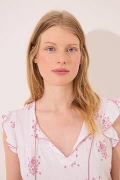 Womensecret Camisón corto " premamá " blanco con estampado floral marfil