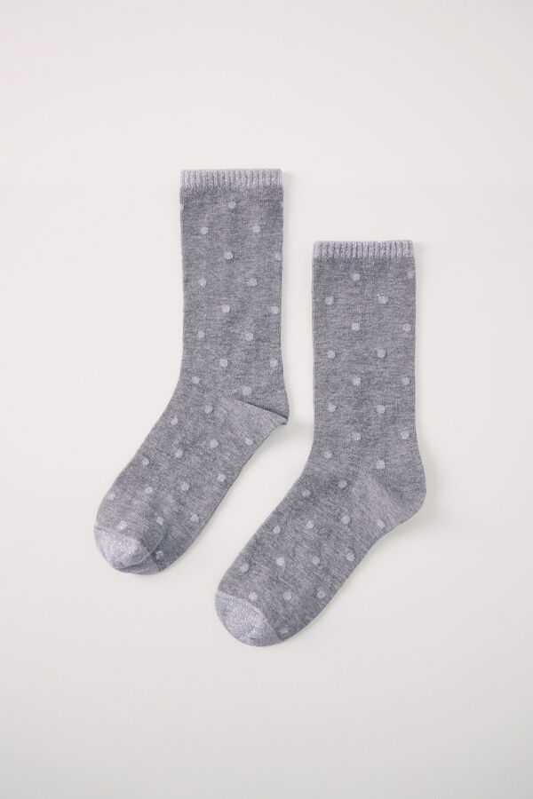 Womensecret Calcetines largos gris puntos gris
