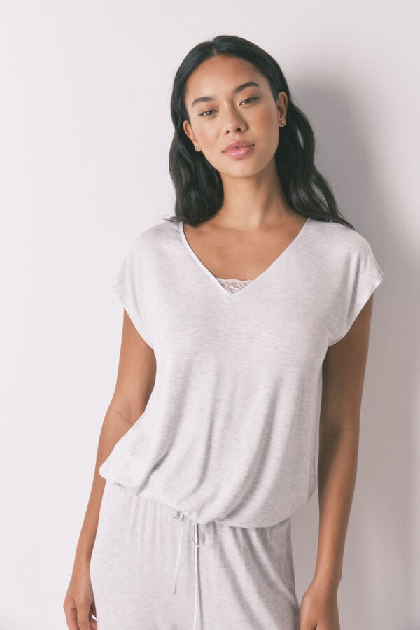 Womensecret Pijama Capri de viscosa gris de soft touch gris