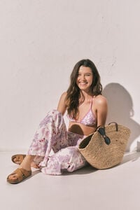 Women'secret Pantal&oacute;n largo estampado de flores rosa