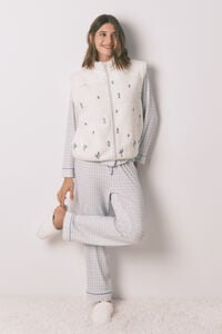 Women'secret Chaleco short de borrego bordado en blanco