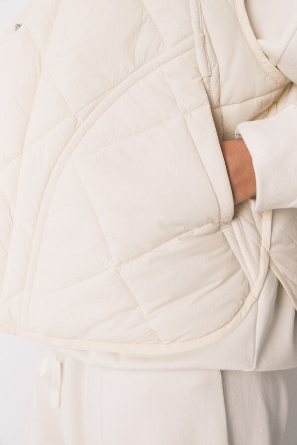 Women'secret Chaleco acolchado blanco marfil