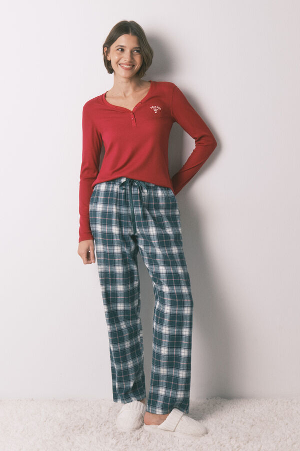 Women'secret Playera manga larga waffle rojo rojo