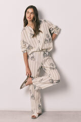 Women'secret Pijama larga de algod&oacute;n estampado blanco