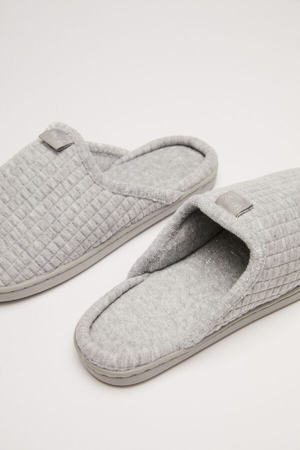 Womensecret Zapatillas casa brillos gris gris