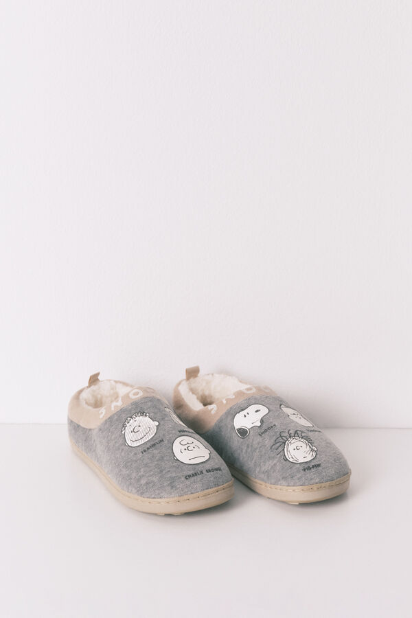 Women'secret Pantuflas para casa grises de Snoopy gris