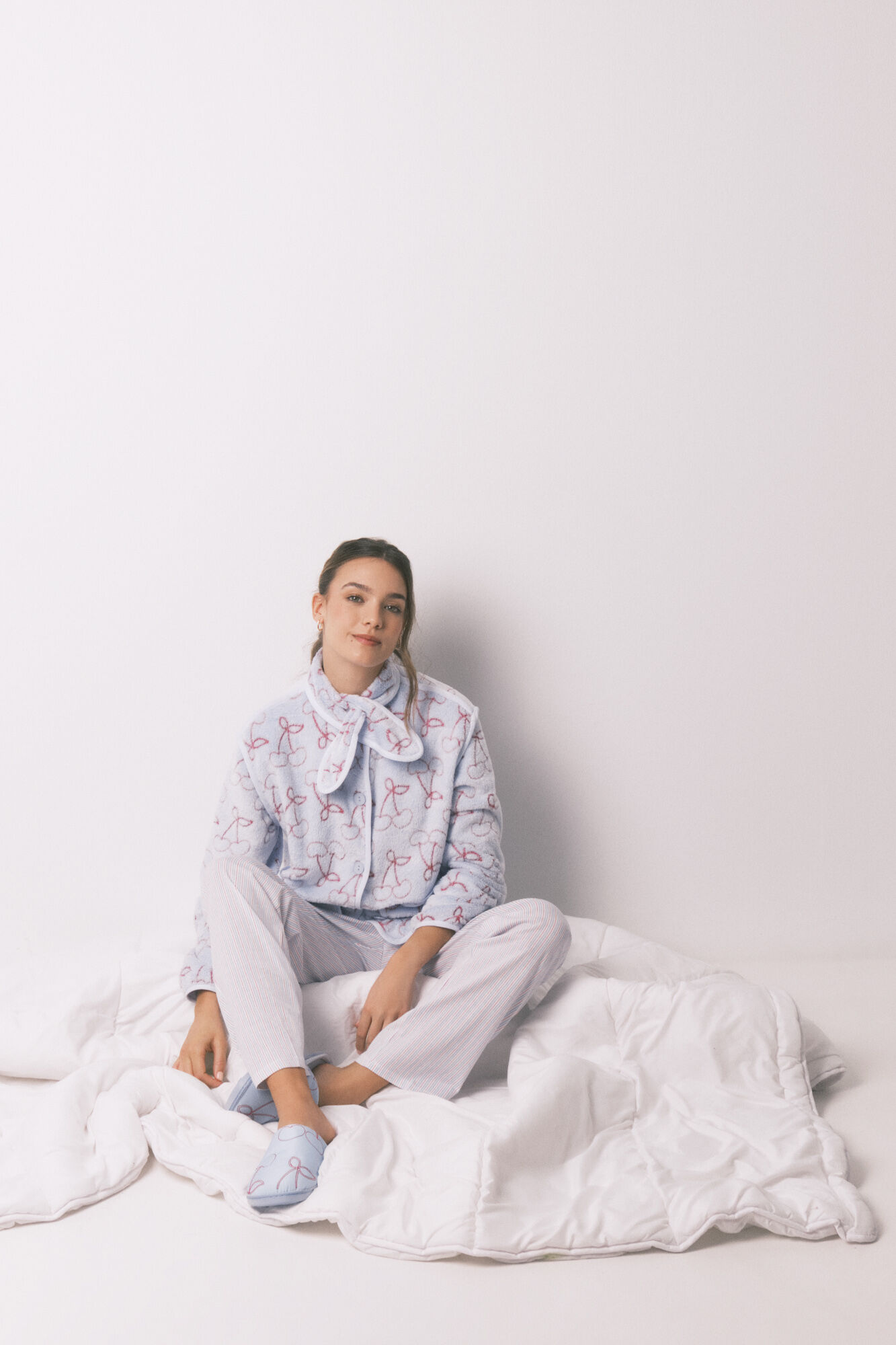 Women'secret Bata de polar con imitaci&oacute;n pelo Jacquard