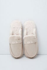 Women'secret Pantuflas mocas&iacute;n forradas beige marfil