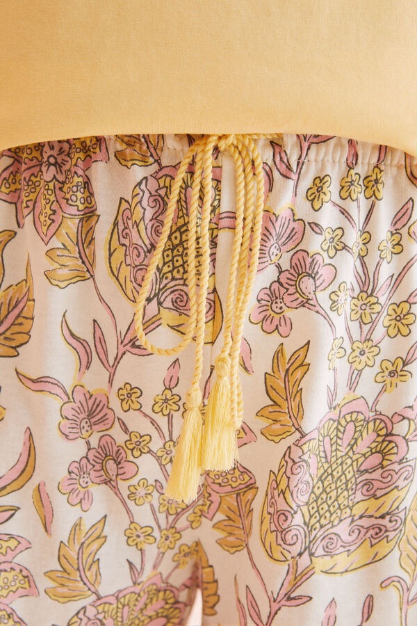 Womensecret Pijama corta 100% algodón tirantes amarilla amarillo