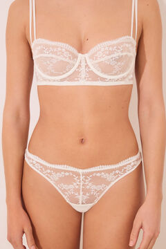 Womensecret Tanga clásica encaje blanco marfil
